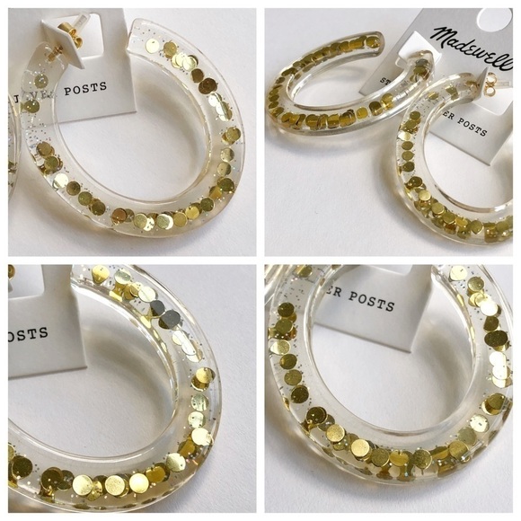 Madewell Paillette Resin Oval Hoop Earrings - Picture 6 of 8